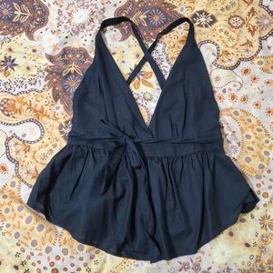 Free People Black Sleeveless Halter Top Size 6